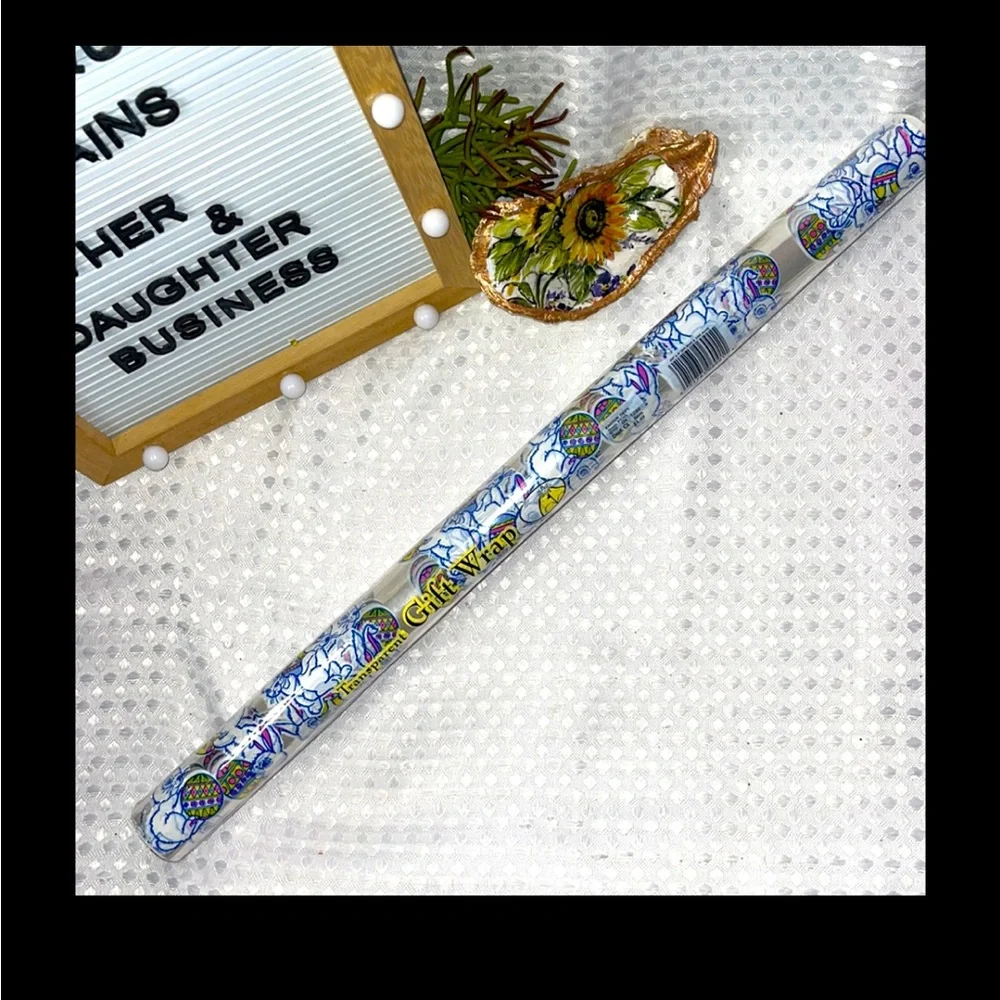 Vintage Easter Bunny Wrapping Paper Transparent Basket Wrap 20” X 5’ NEW.